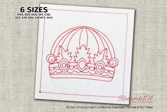 Review: Beautiful Crown with Jewels Redwork Design