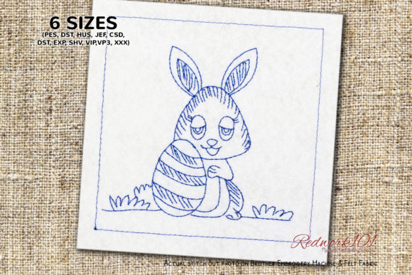 Review: Cute Bunny Holding Easter Egg Redwork