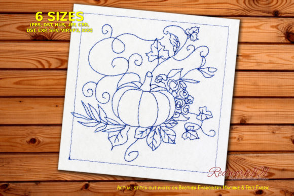 Review: Halloween Pumpkin in Leaves Redwork Design