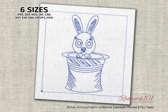 Reviewing Easter Bunny in Hat Redwork for Gifts