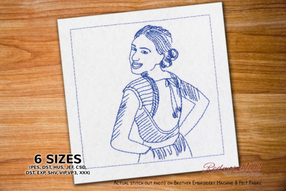 Reviewing Girl with Backless Dress Redwork for Craft Fairs