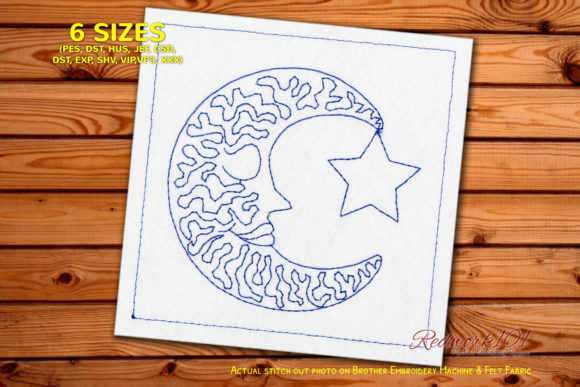 Reviewing Sleeping Moon with Star Redwork for Gifts