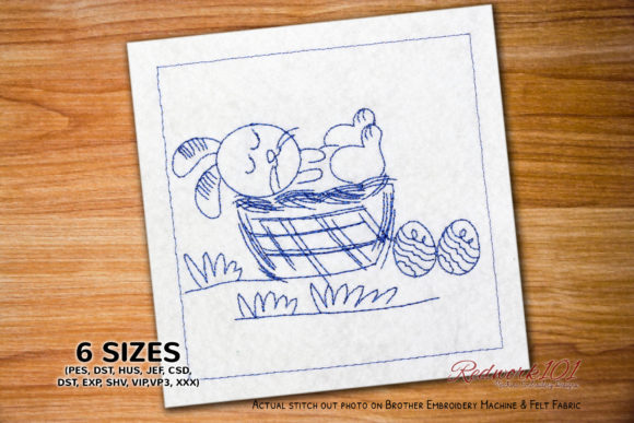 Sleeping Bunny Redwork for Easter Apparel